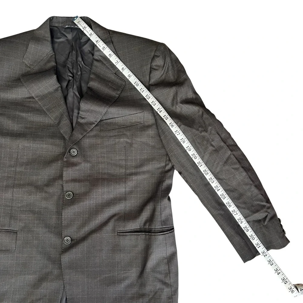 Canali 100% Wool 3 Button Blazer Sports Coat‎ 44R (54 EU) Dark Gray Glen Plaid